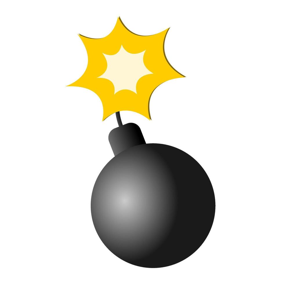 negro metal bomba con fuego. 3d realista icono. bomba con ardiente mecha en un blanco antecedentes. redondo negro bomba con ardiente fusible. vector