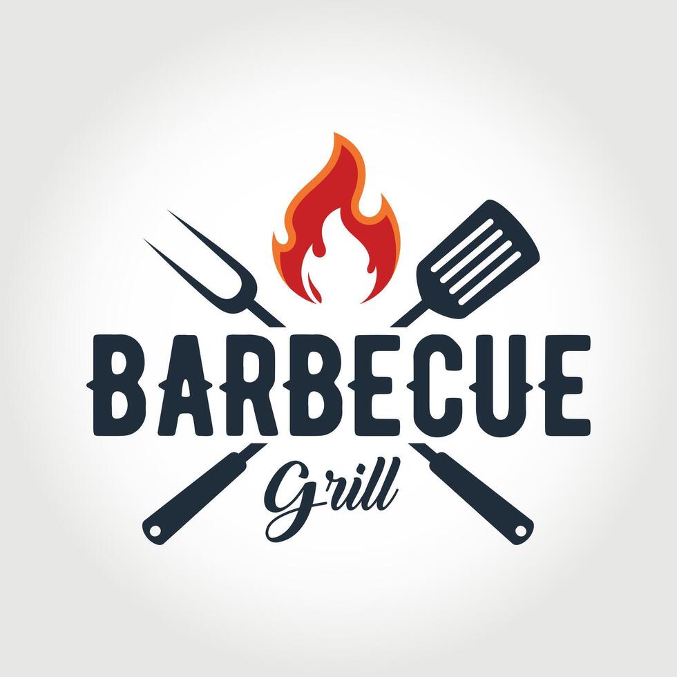 retro vintage barbecue grill logo template vector