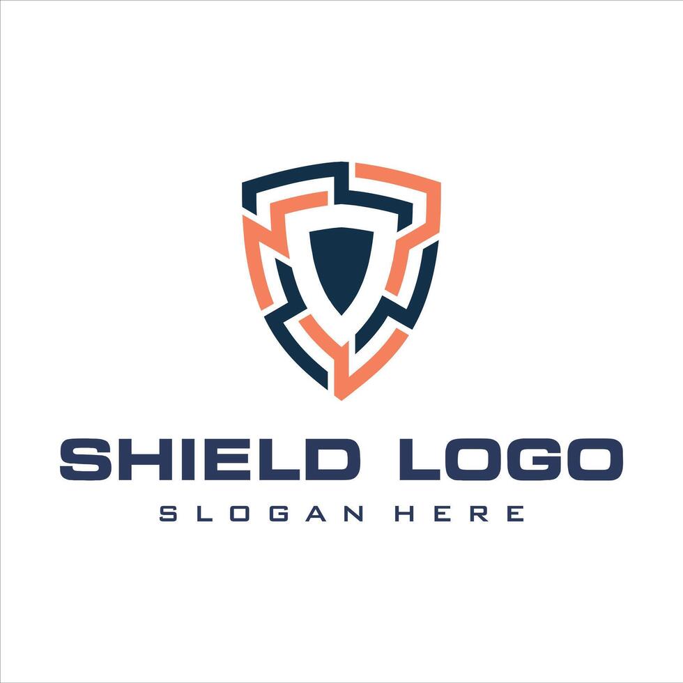 shield with tech geometric logo design template vector