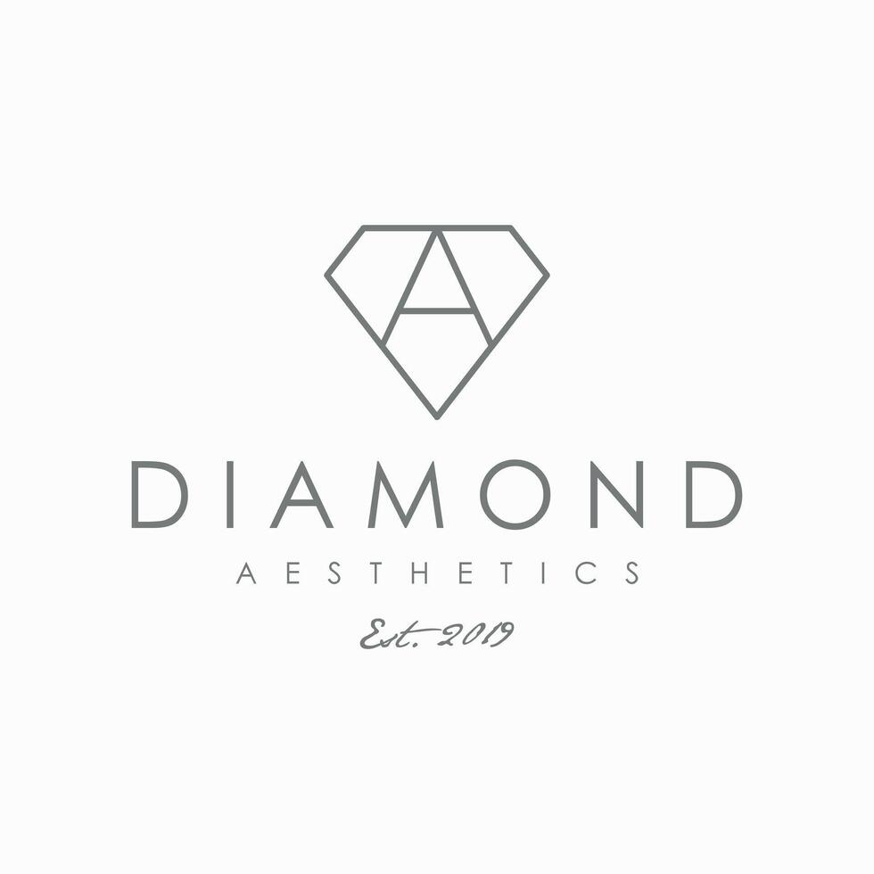 sencillo diamante con letra un icono logo diseño modelo vector