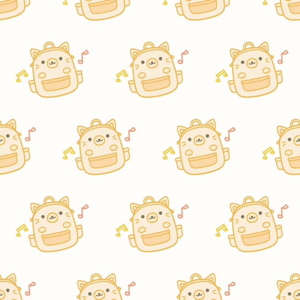 Seamless pattern with school bag on white background. vector
