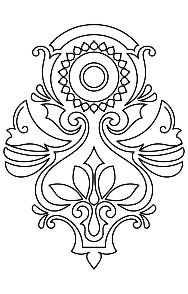 alfombra componentes negro rayas. alfombra oriental ornamento con floral motivos indio diseño elemento para alheña tatuaje, adulto colorante libro, saludo tarjeta, Boda invitación o spa belleza volantes. vector