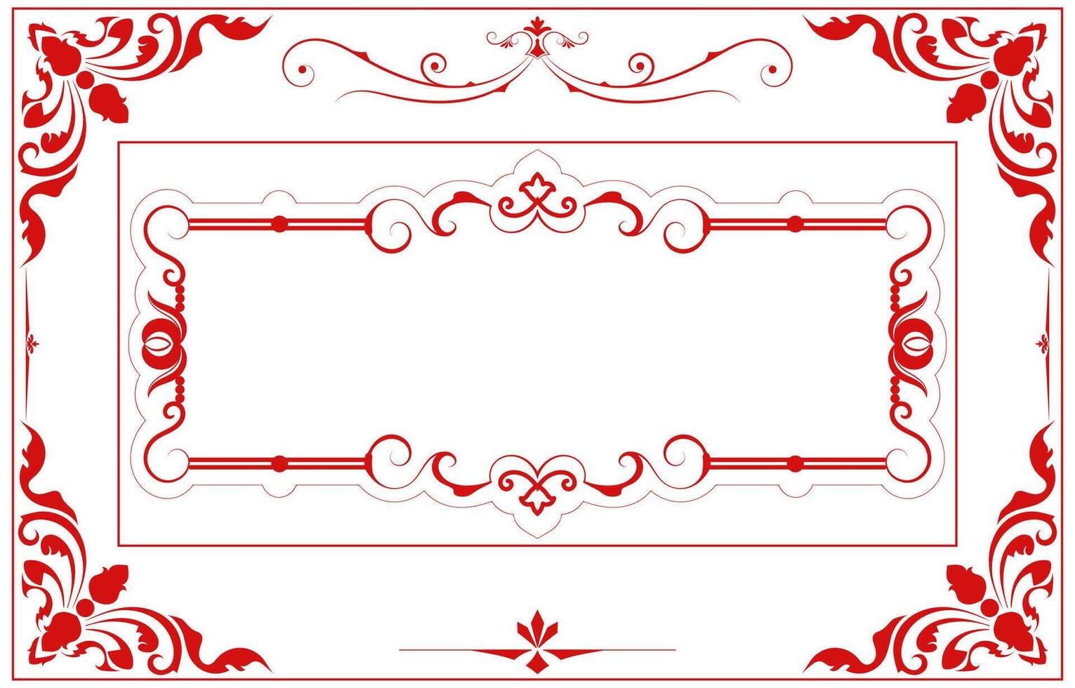 Red Thai pattern frame Abstract vintage, card decoration, label vector