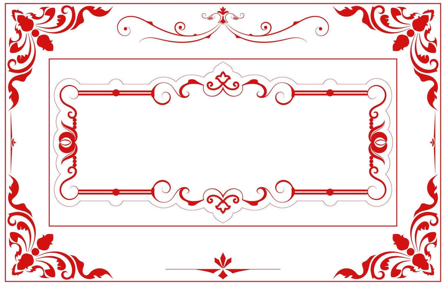 Red Thai pattern frame Abstract vintage, card decoration, label vector