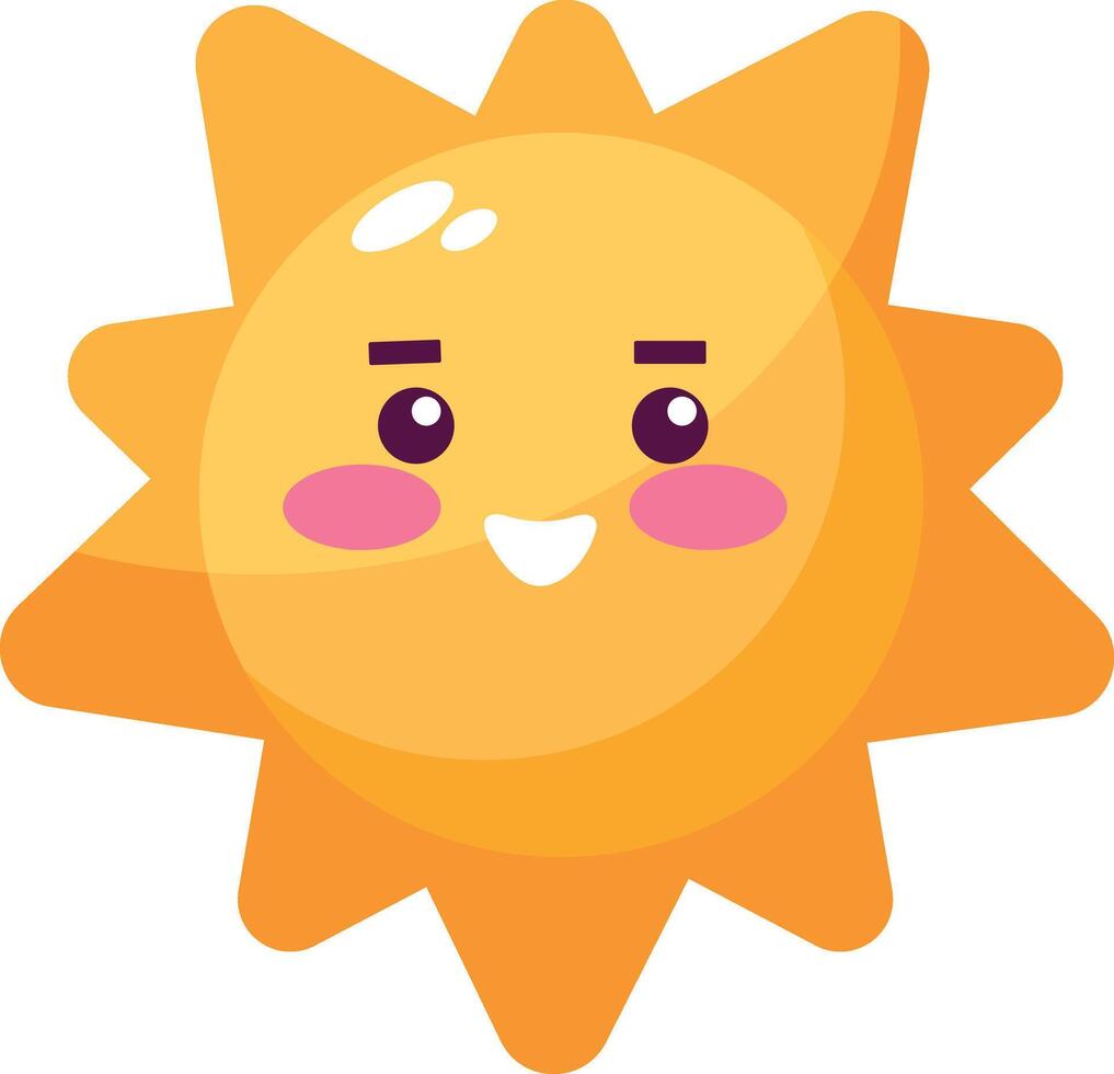 Sun with smile flat illustration vector