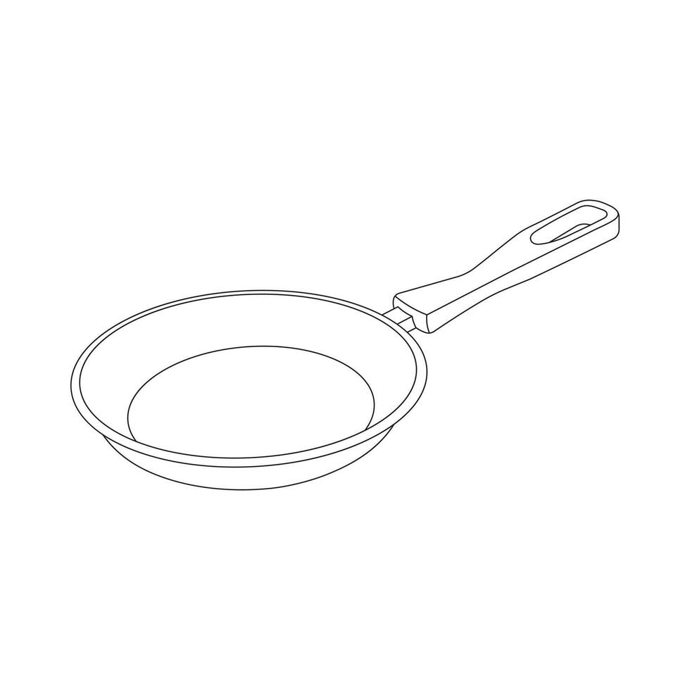 Hand drawn cartoon illustration frying pan icon Isolated on White vector