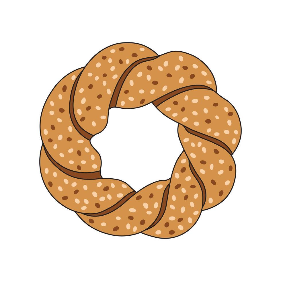 cartoon illustration sesame bagel icon Isolated on White vector