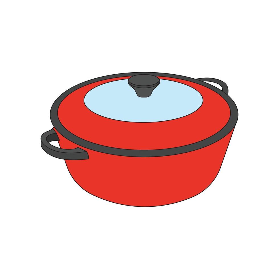 cartoon illustration dutch oven icon Isolated on White vector