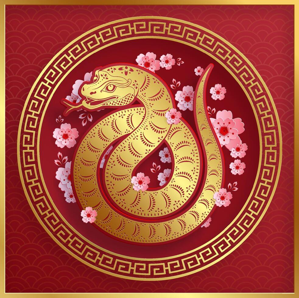 Happy Chinese new year 2025 Zodiac sign, year of the Snake vector