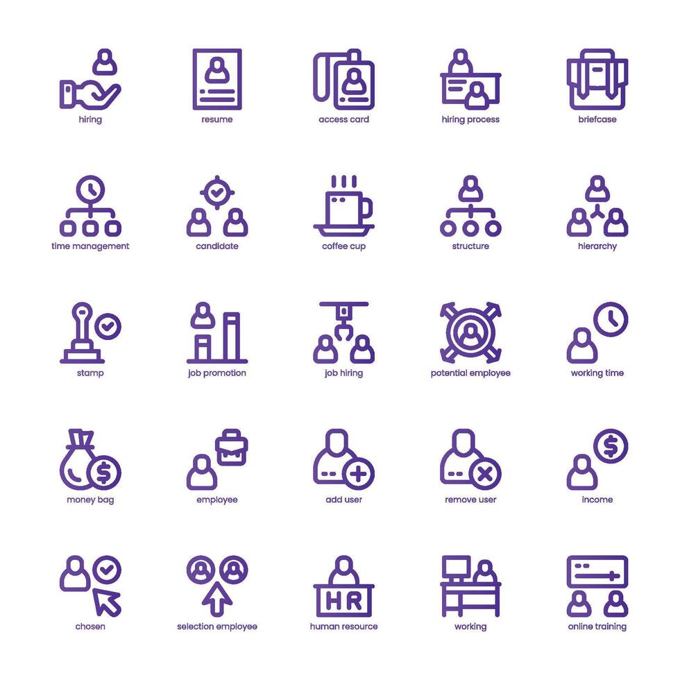 Hiring Process icon pack for your website, mobile, presentation, and logo design. Hiring Process icon basic line gradient design. graphics illustration and editable stroke. vector