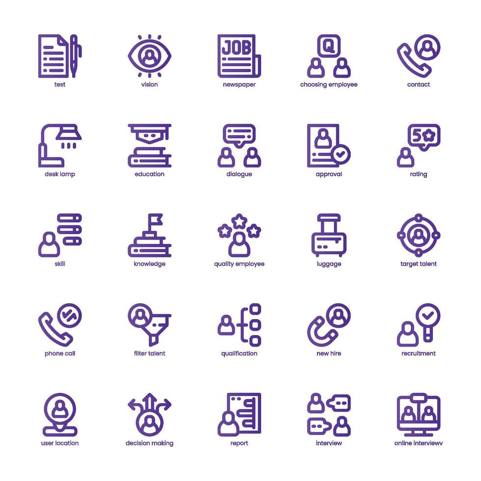 Hiring Process icon pack for your website, mobile, presentation, and logo design. Hiring Process icon basic line gradient design. graphics illustration and editable stroke. vector