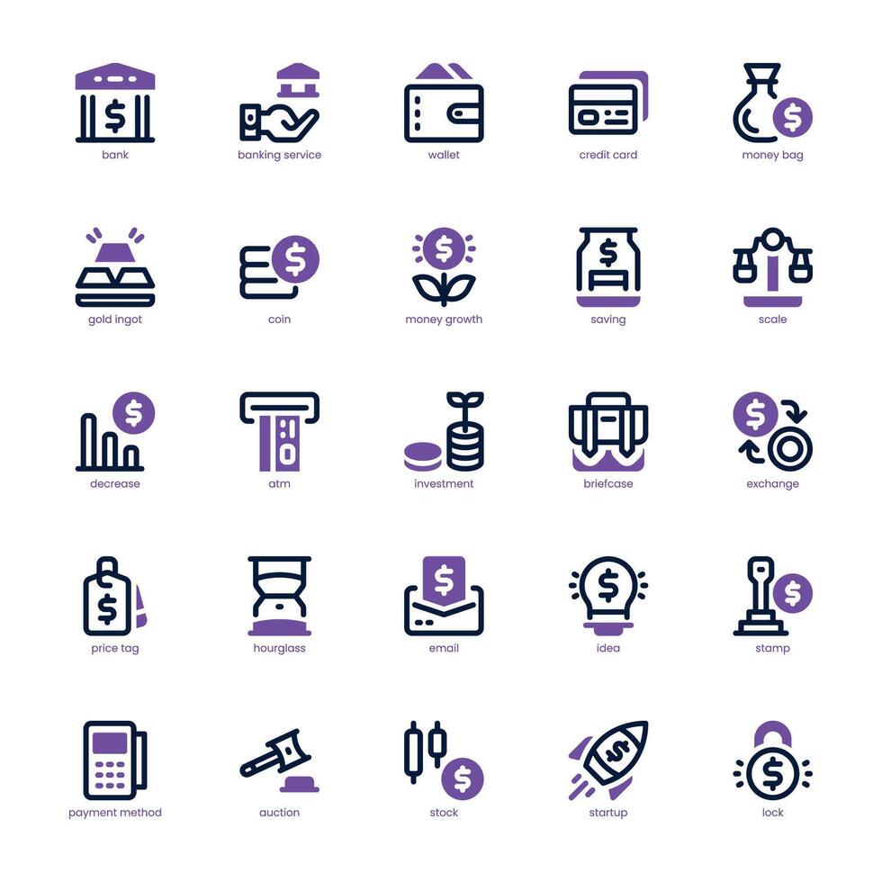 Banking Service icon pack for your website, mobile, presentation, and logo design. Banking Service icon dual tone design. graphics illustration and editable stroke. vector