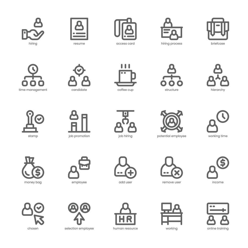 Hiring Process icon pack for your website, mobile, presentation, and logo design. Hiring Process icon outline design. graphics illustration and editable stroke. vector
