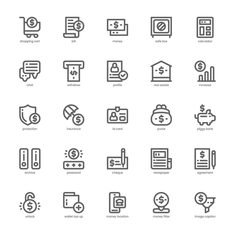 Banking Service icon pack for your website, mobile, presentation, and logo design. Banking Service icon outline design. graphics illustration and editable stroke. vector