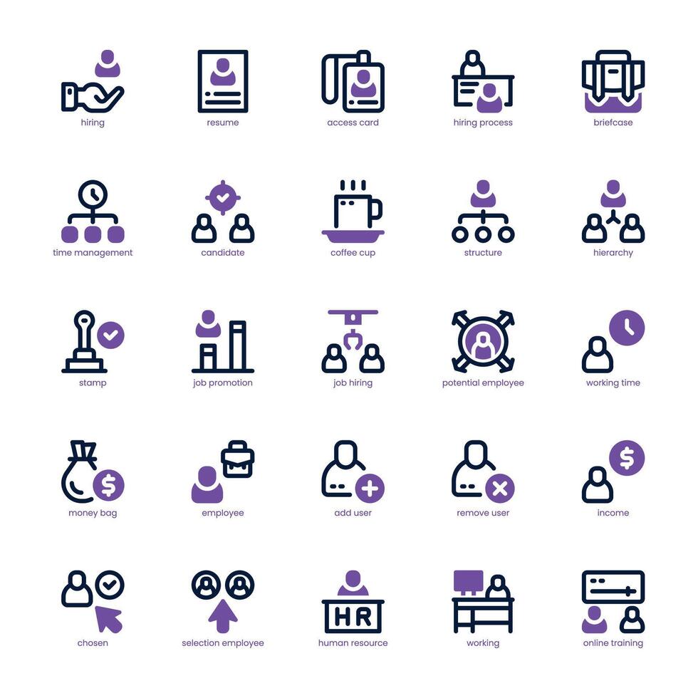 Hiring Process icon pack for your website, mobile, presentation, and logo design. Hiring Process icon dual tone design. graphics illustration and editable stroke. vector