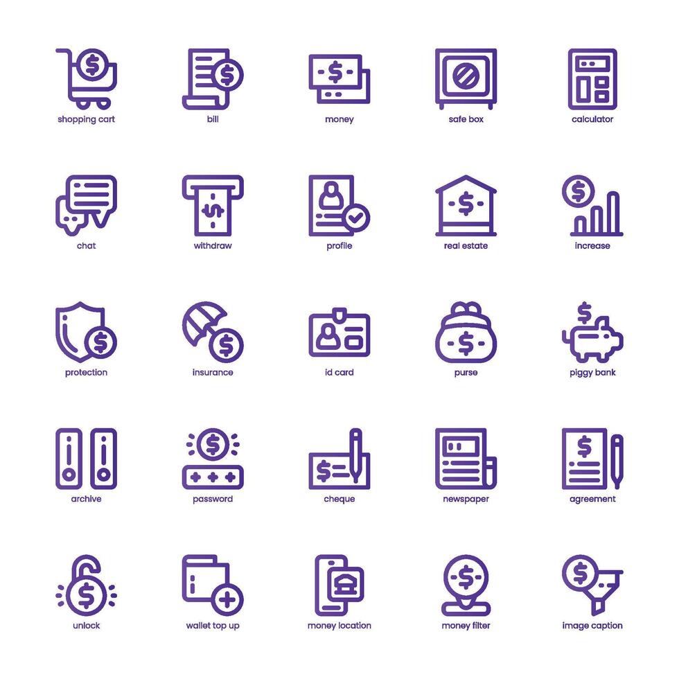 Banking Service icon pack for your website, mobile, presentation, and logo design. Banking Service icon basic line gradient design. graphics illustration and editable stroke. vector