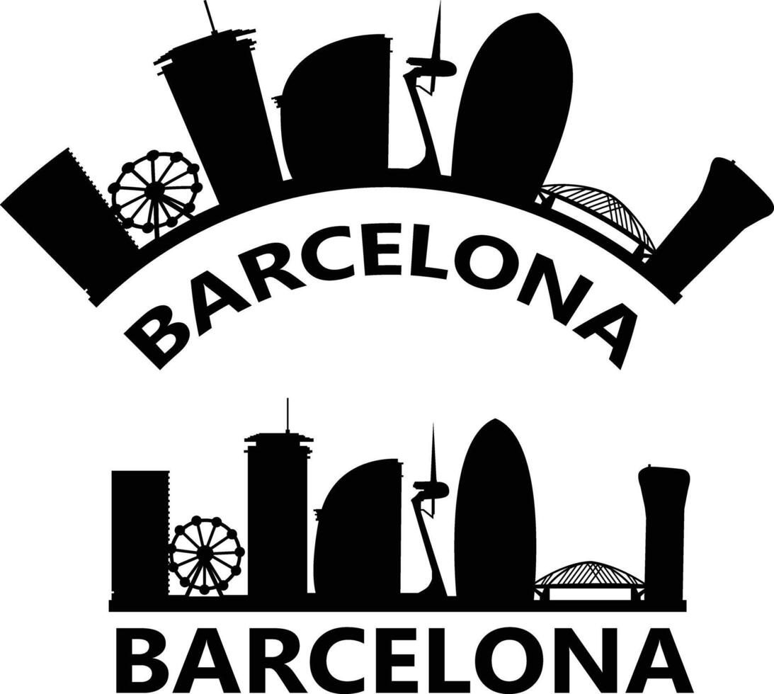 Barcelona Spain city skyline silhouette. Barcelona skyline sign. Landscape City Design. flat style. vector