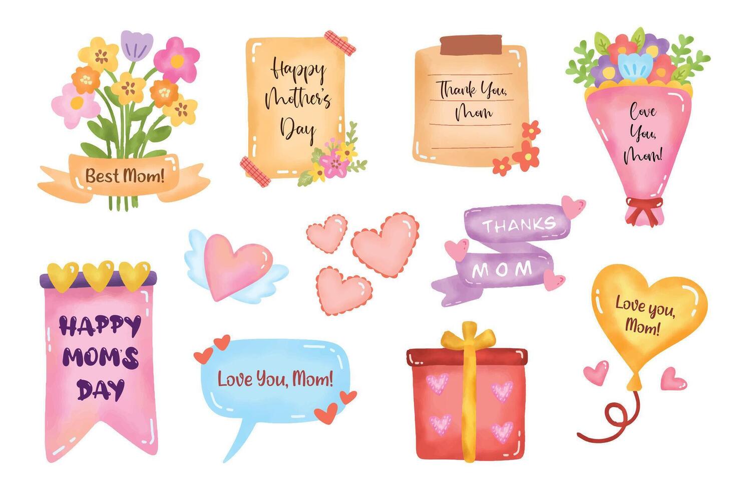 Mother's Day Cute Hand Drawn Element vector