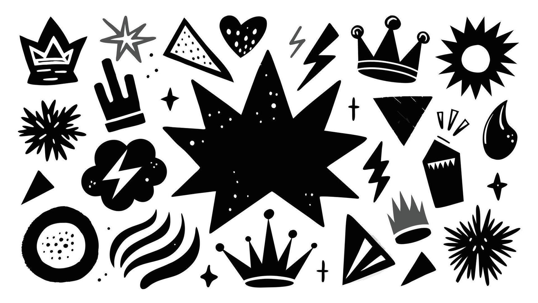 a black and white of various objects vector