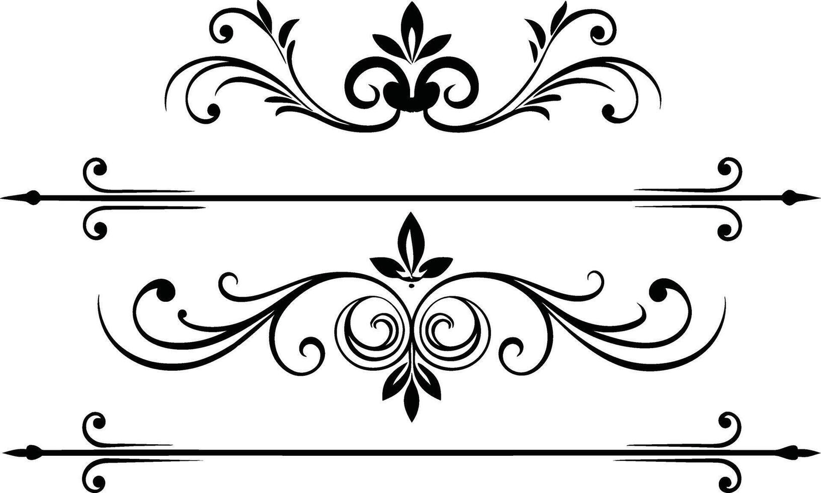 un conjunto de decorativo Desplazarse diseños vector