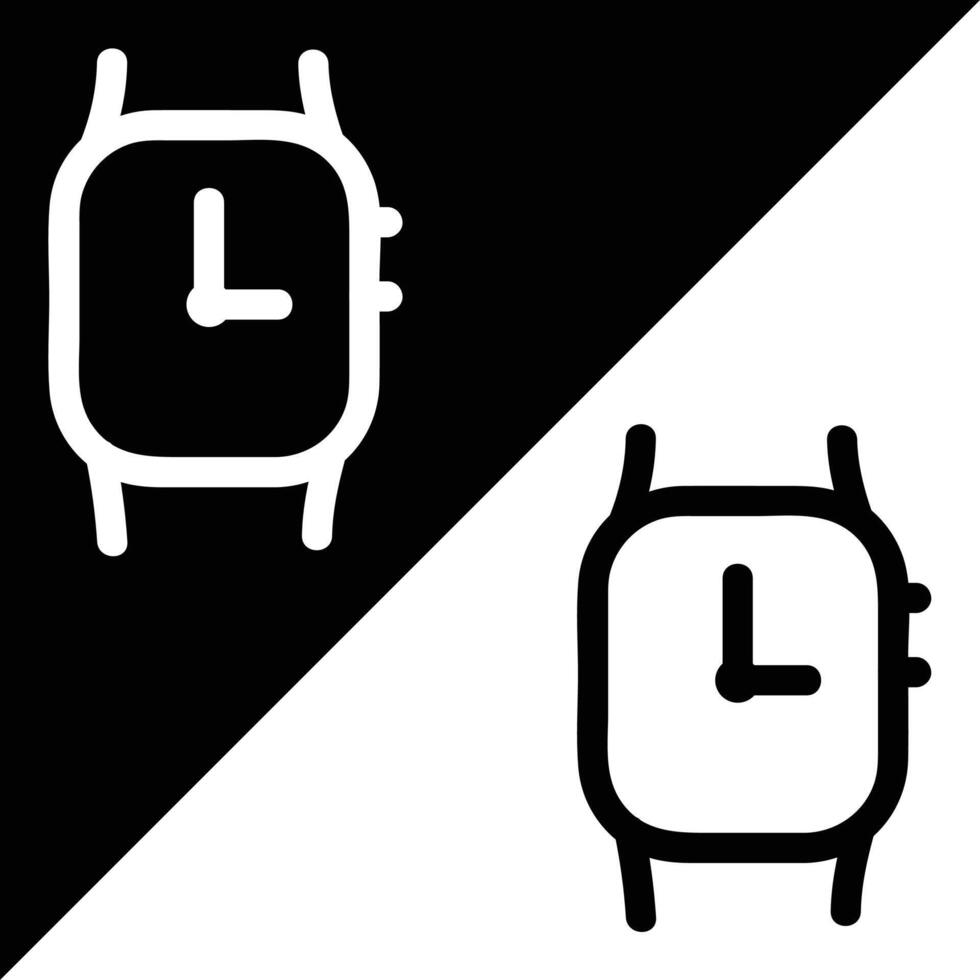 Smartwatch app icon, Outline style, isolated on Black and White Background. vector