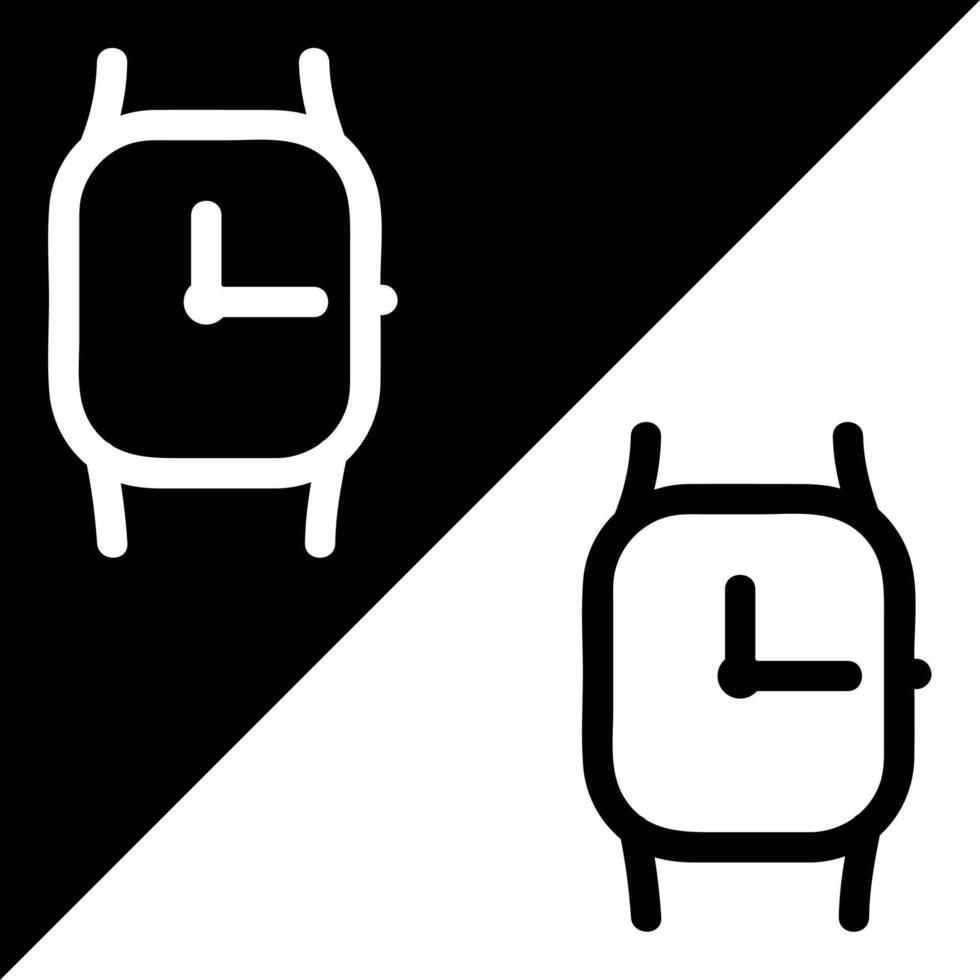 Smartwatch icon, Outline style, isolated on Black and White Background. vector