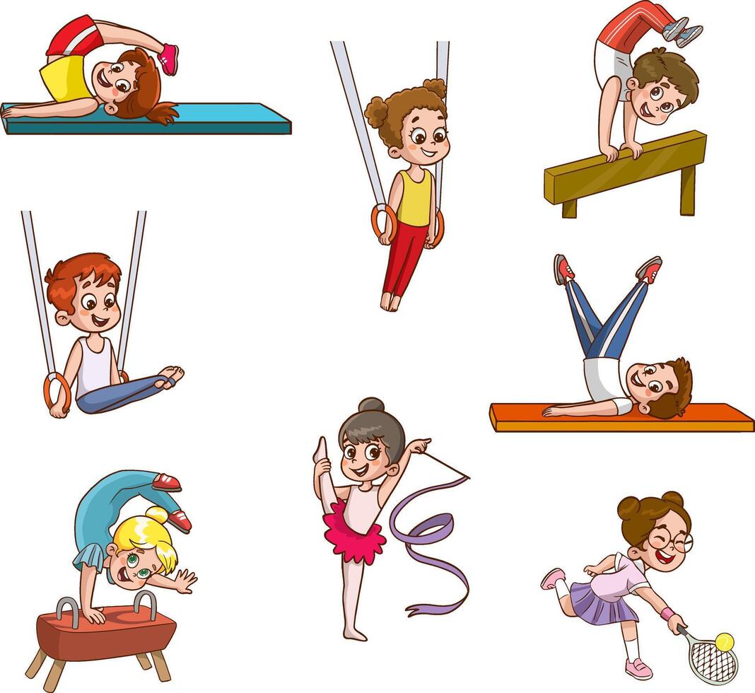 Set of Kids Playing Different Sports Illustration vector