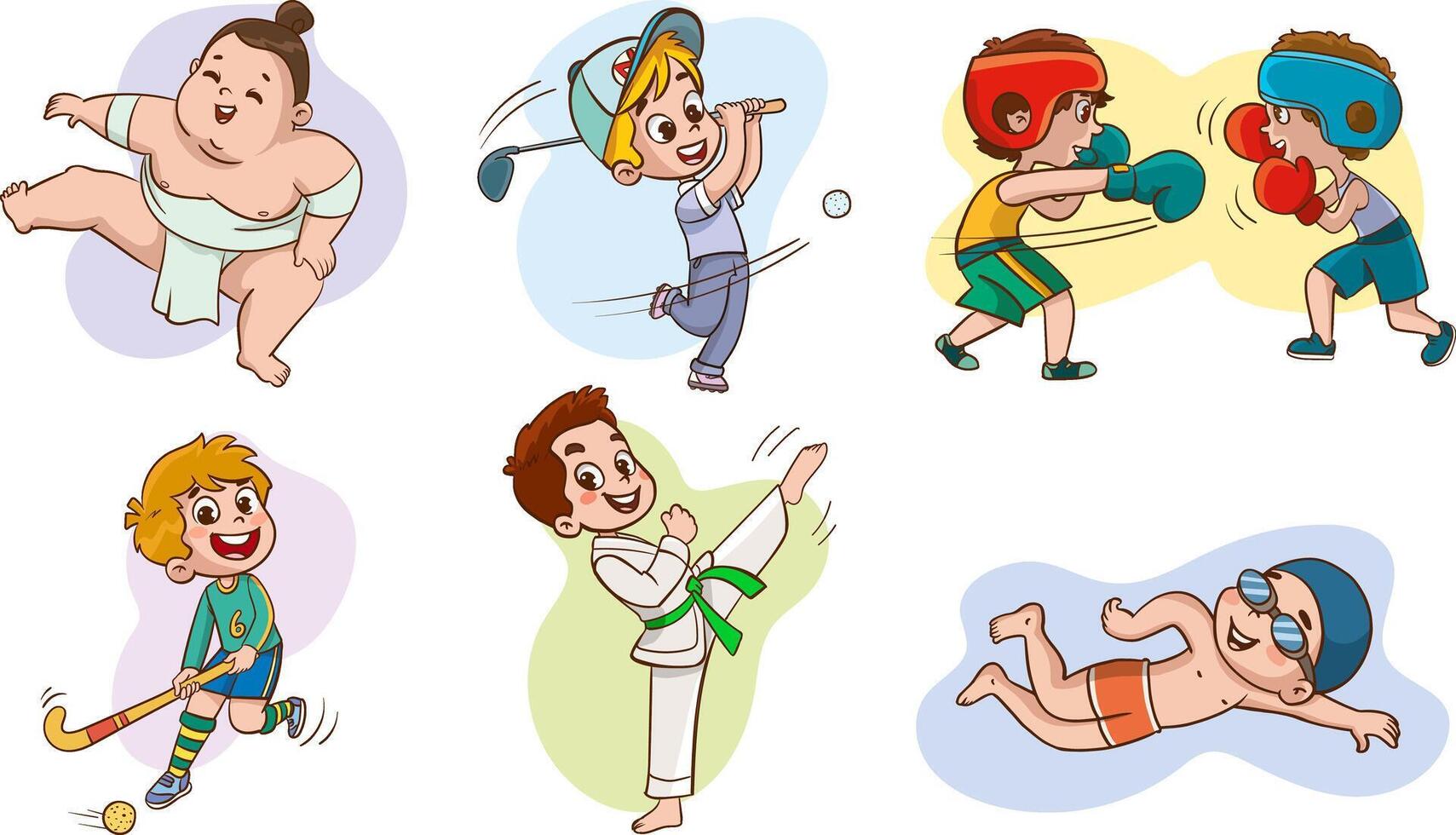 Set of Kids Playing Different Sports Illustration vector
