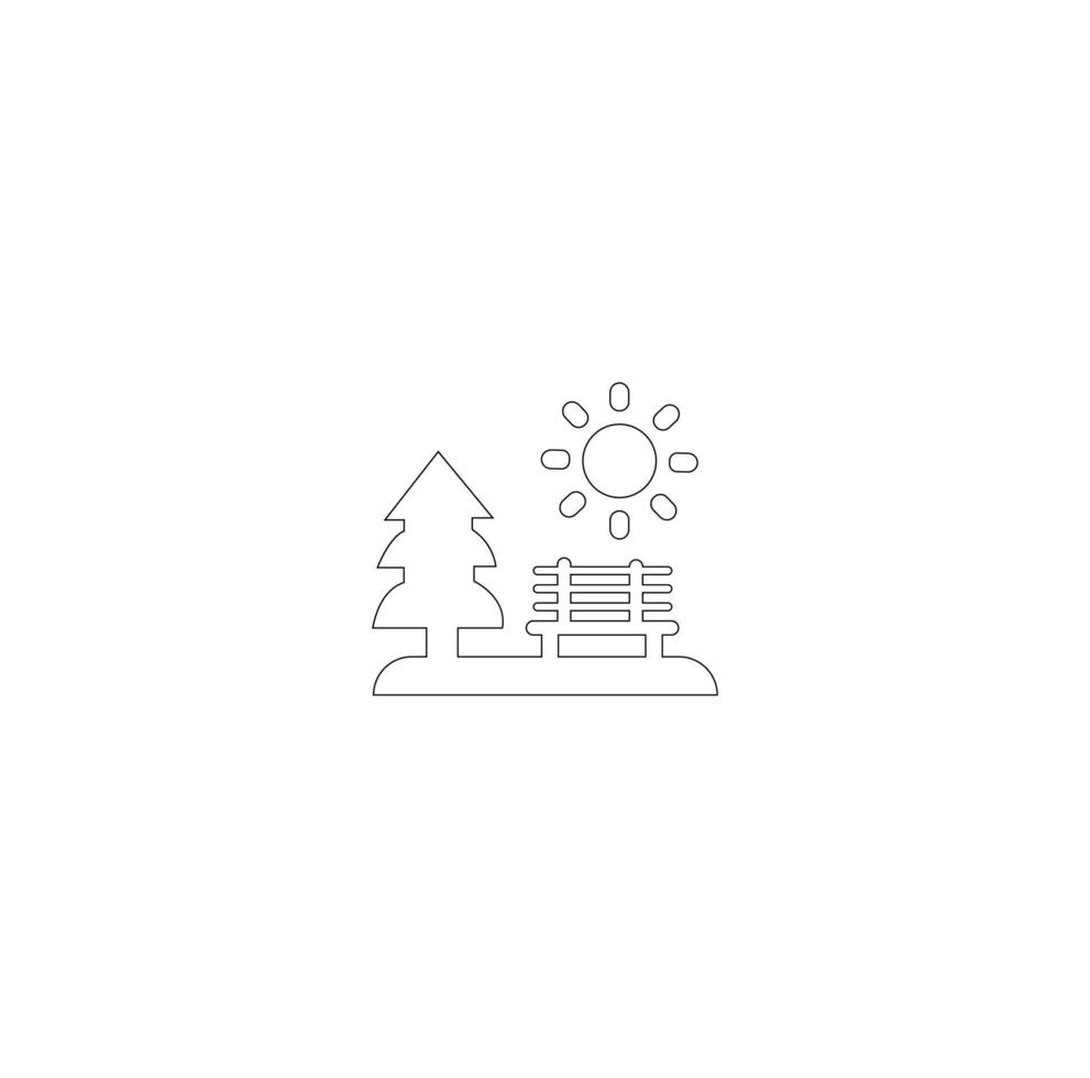 Park icon set. Containing forest, barbecue, camp, bench, picnic and playground icons. vector