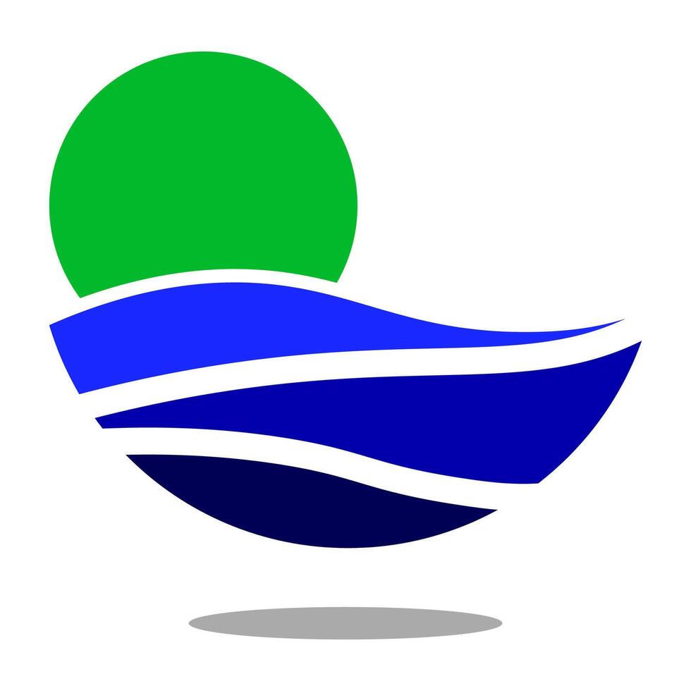 circulo naturaleza y mar logo diseño. vector