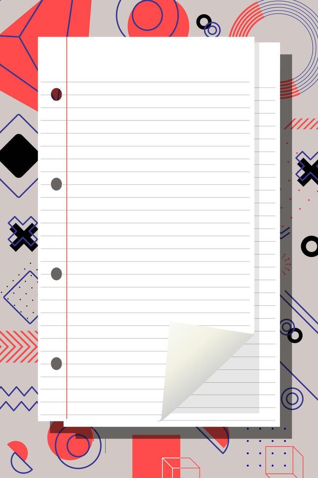 Creative and aesthetic blank pages of ripped paper. geometric colorful background. vintage paper. vector