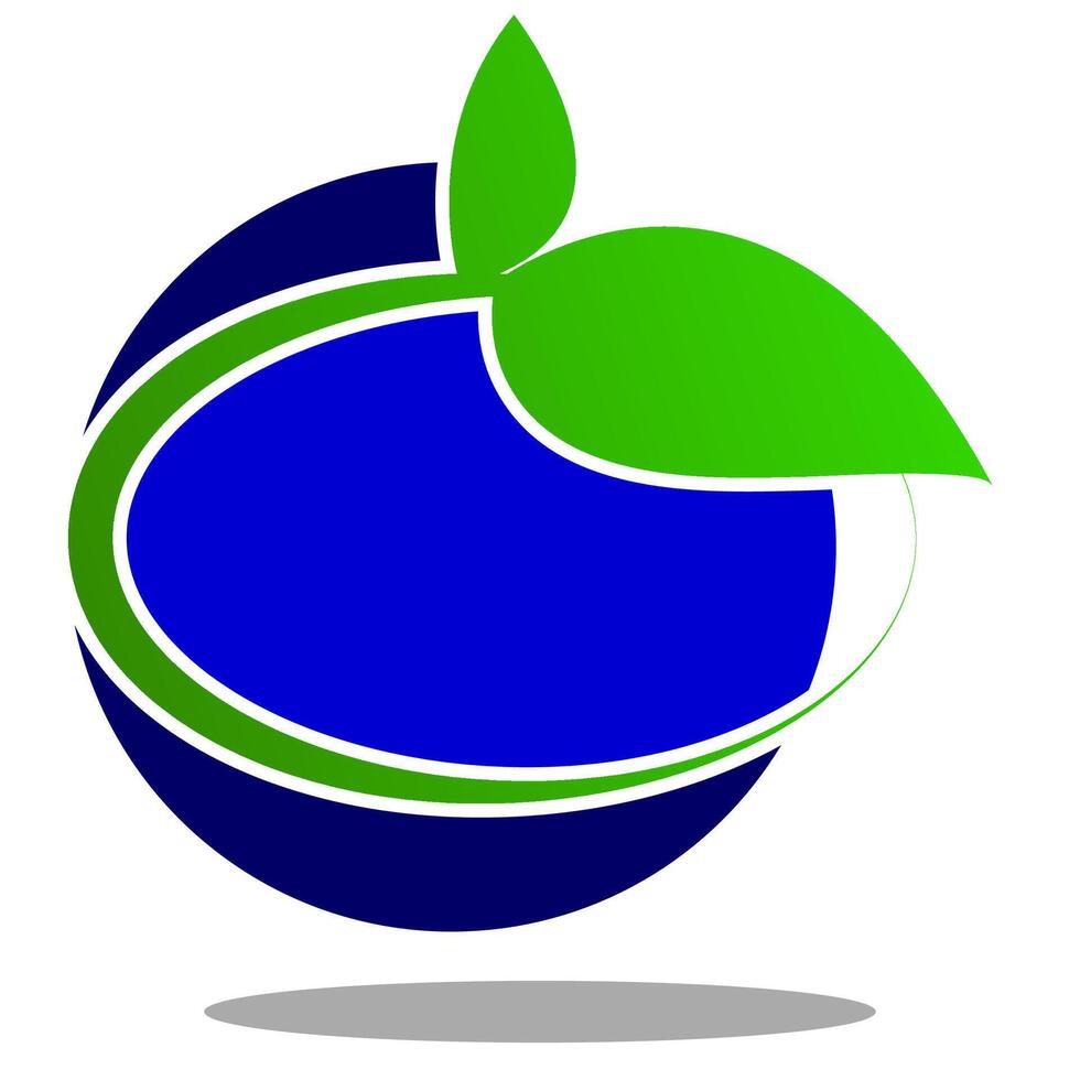 green leaf logo. blue circle concept logo. vector