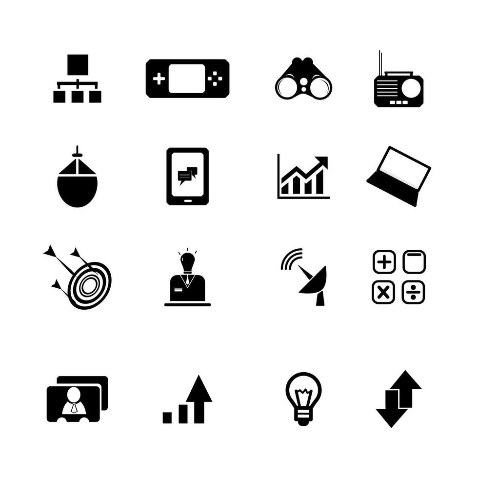 computer and communication icon set. black icons. vector