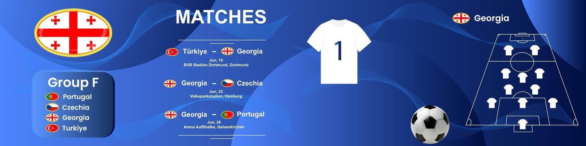 información bandera de el georgiano nacional fútbol americano equipo con el partido cronograma. sin costura carrusel para instagram. vector