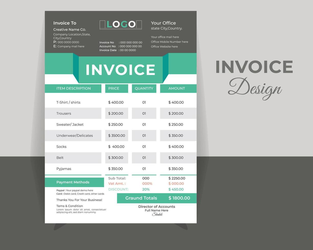 inteligente factura diseño plantilla, diseño modelo. vector