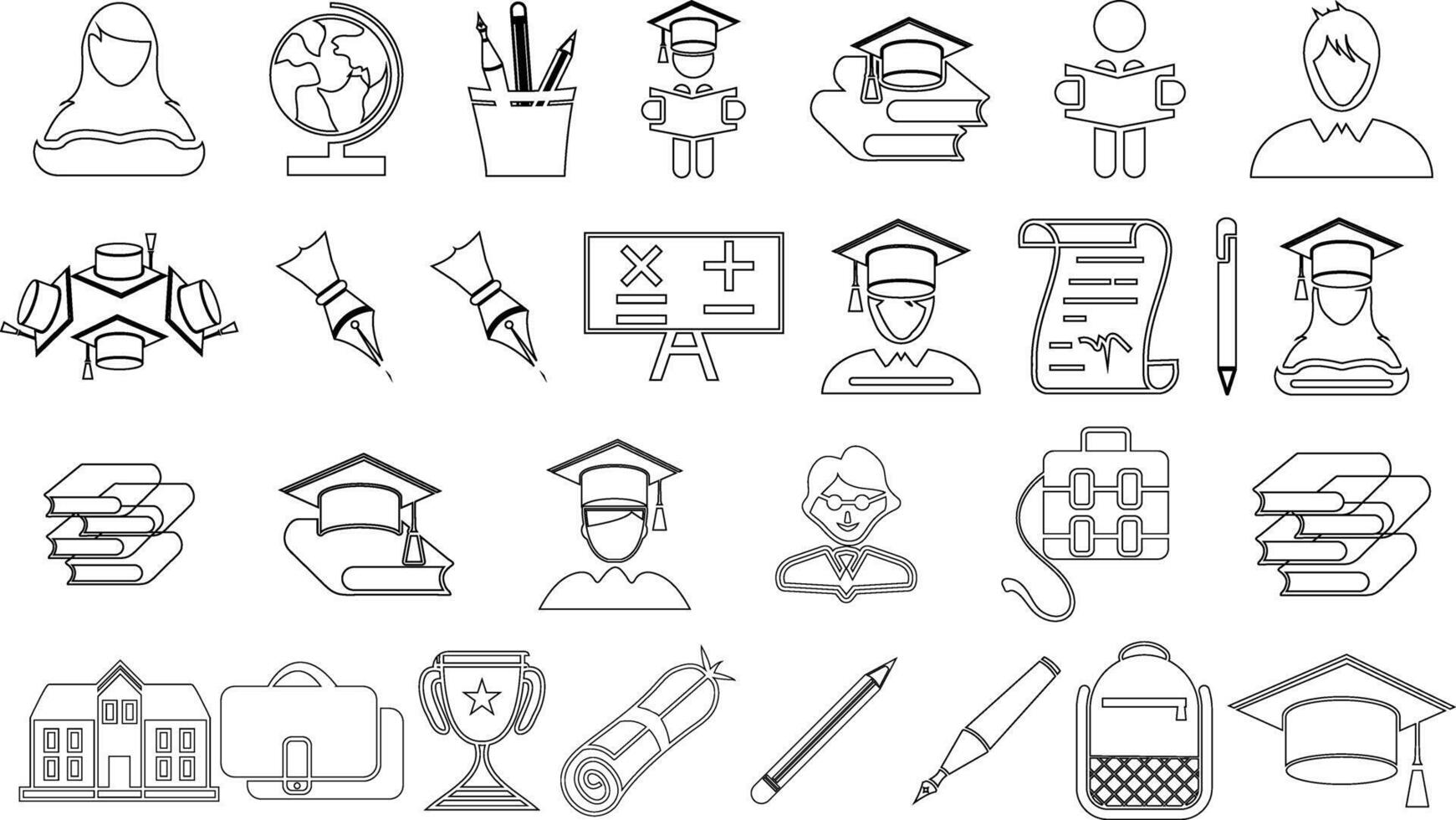 Graduation realistic Education set of web icons illustration vector