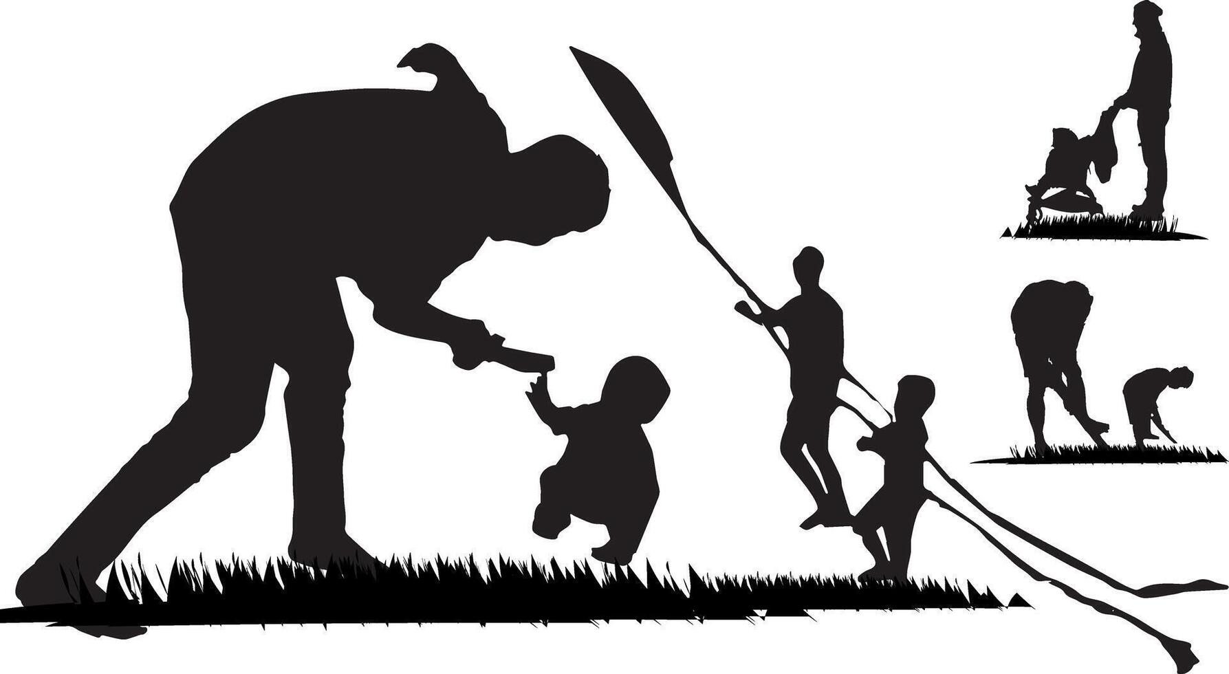 Father and son silhouette vector
