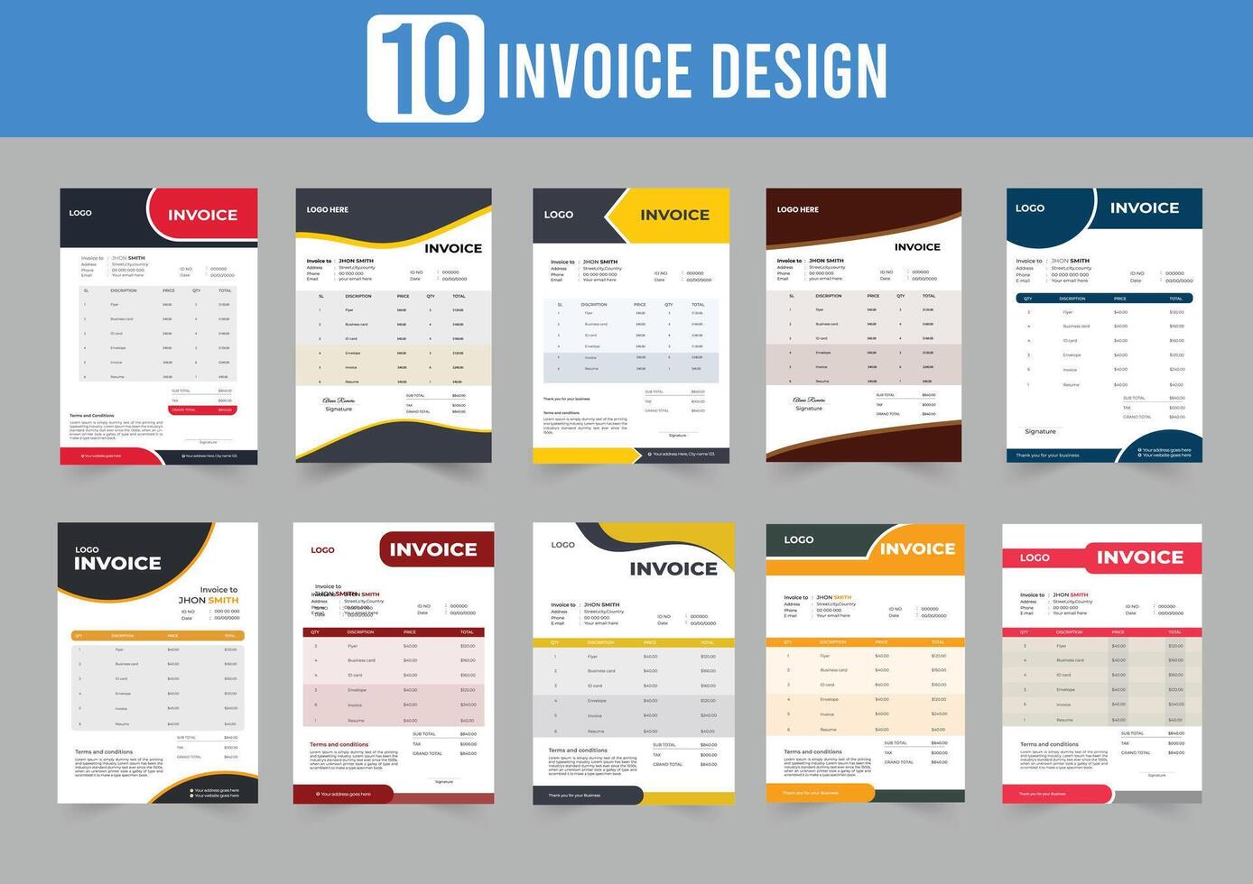 Invoice minimal design template vector