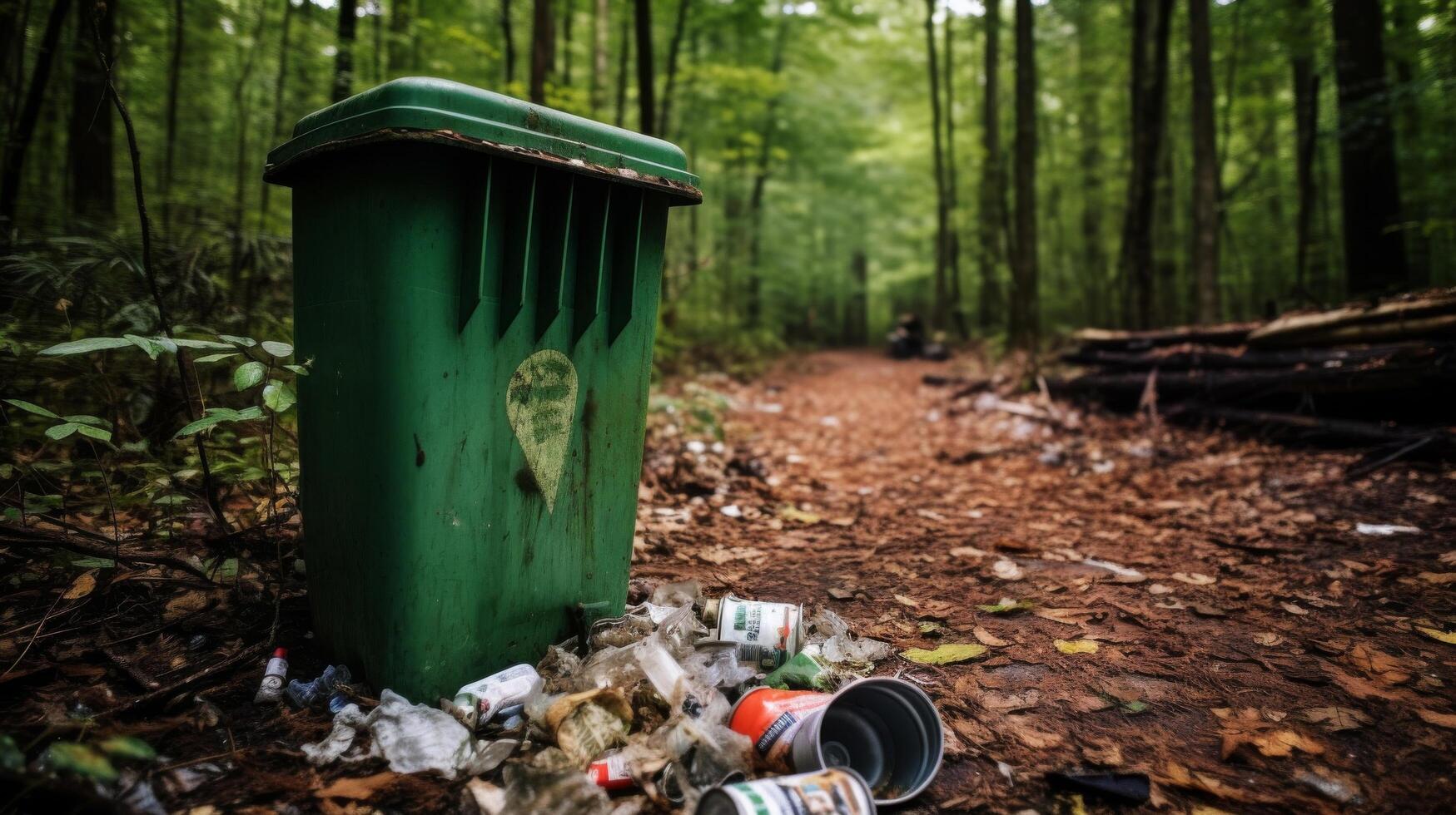 Solo waste container surrounded by debris photo