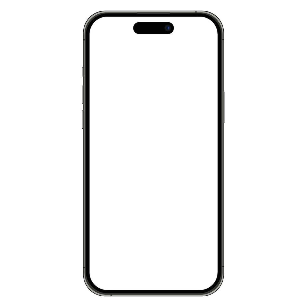 Bosquejo de iphone 15 Pro máx. Bosquejo pantalla frente ver iphone teléfono inteligente Bosquejo con blanco pantalla vector