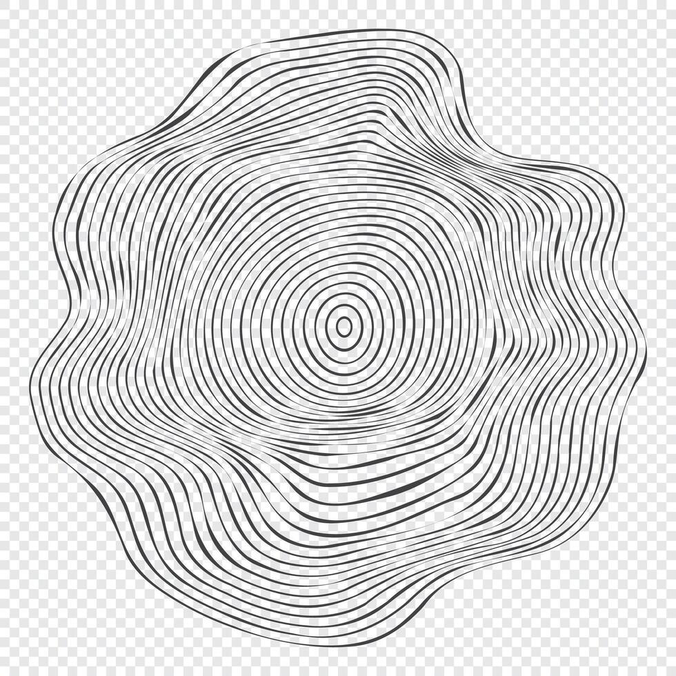 Wooden topography circles. Wood organic slice line design. Line ripple circle wood texture. Tree cut vector