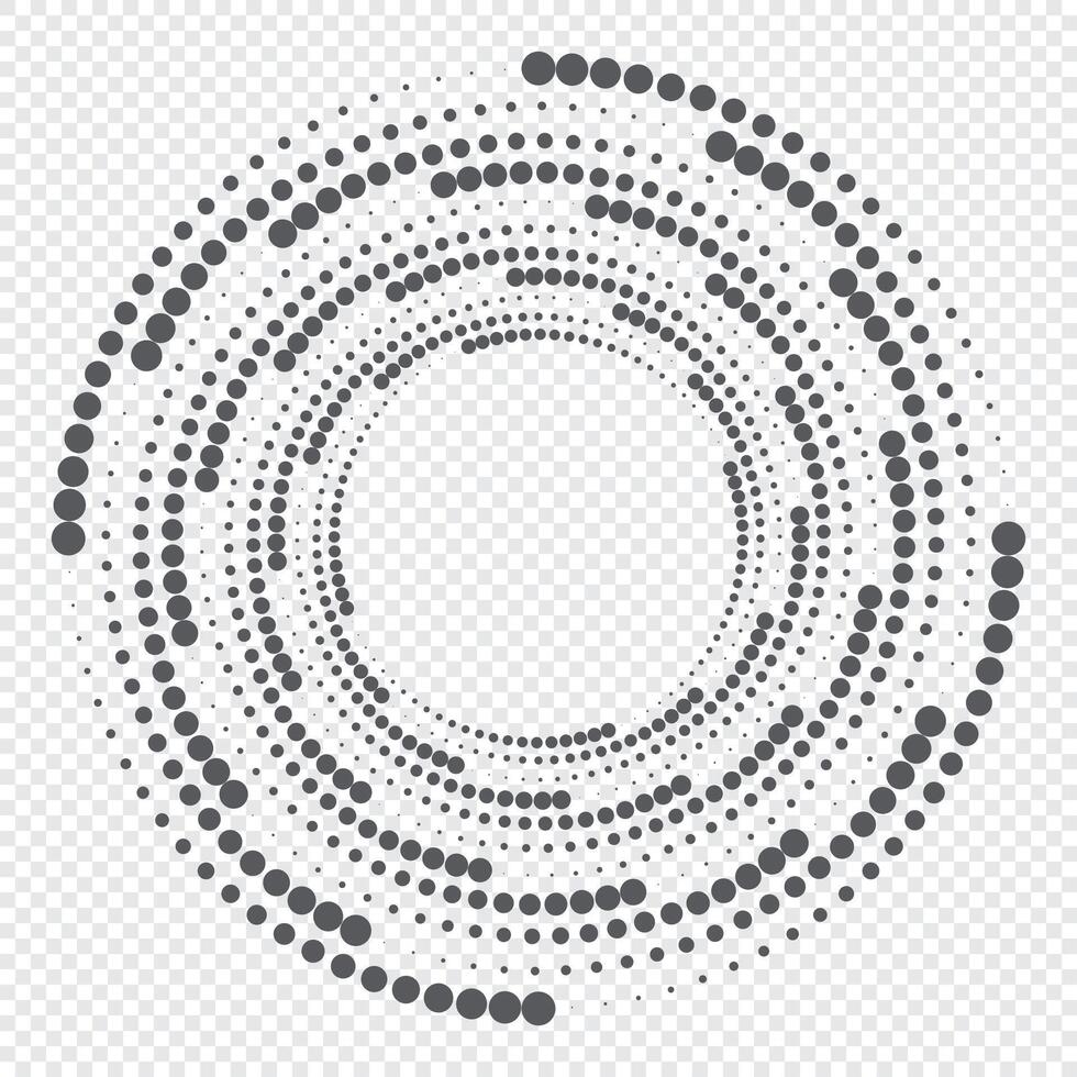 Halftone circular dotted frame. Round dotted frame. rotating dotted circles design. Round border icon. Round logo vector