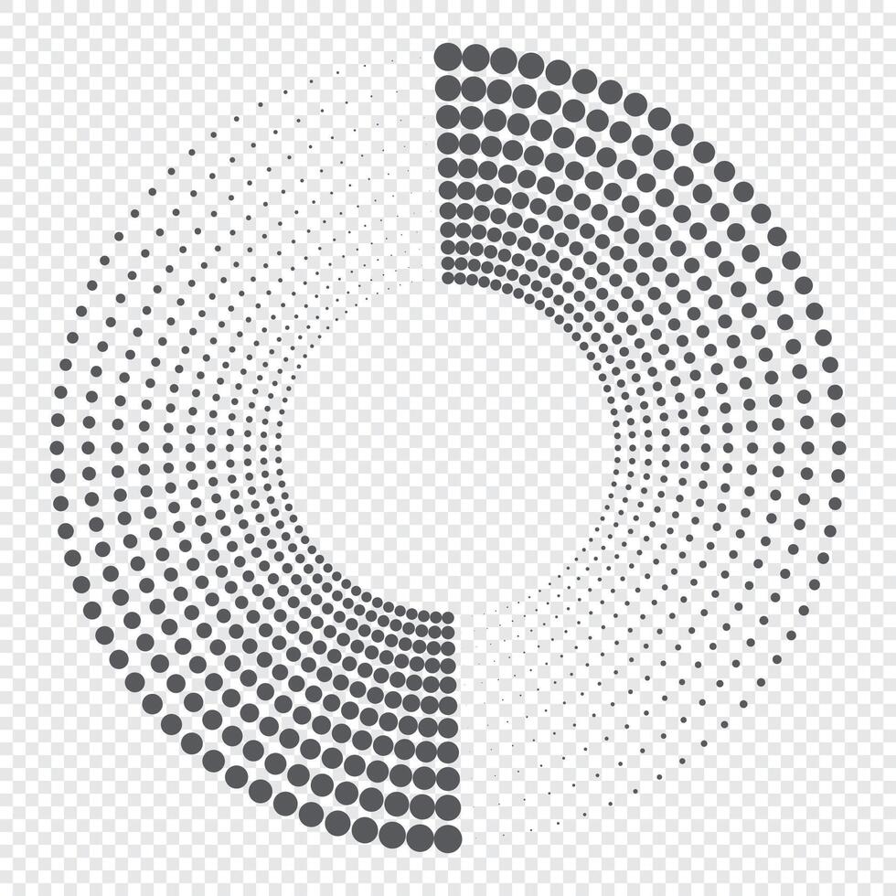 Halftone circular dotted frame. Round dotted frame. rotating dotted circles design. Round border icon. Round logo vector