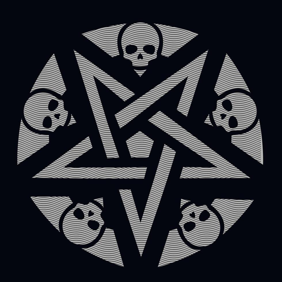 gothic skull pentogram vector
