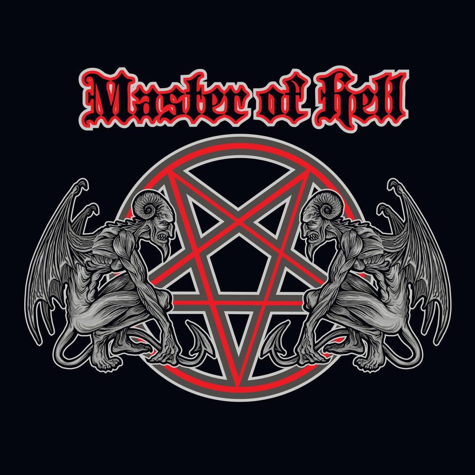 demons and pentagram vector