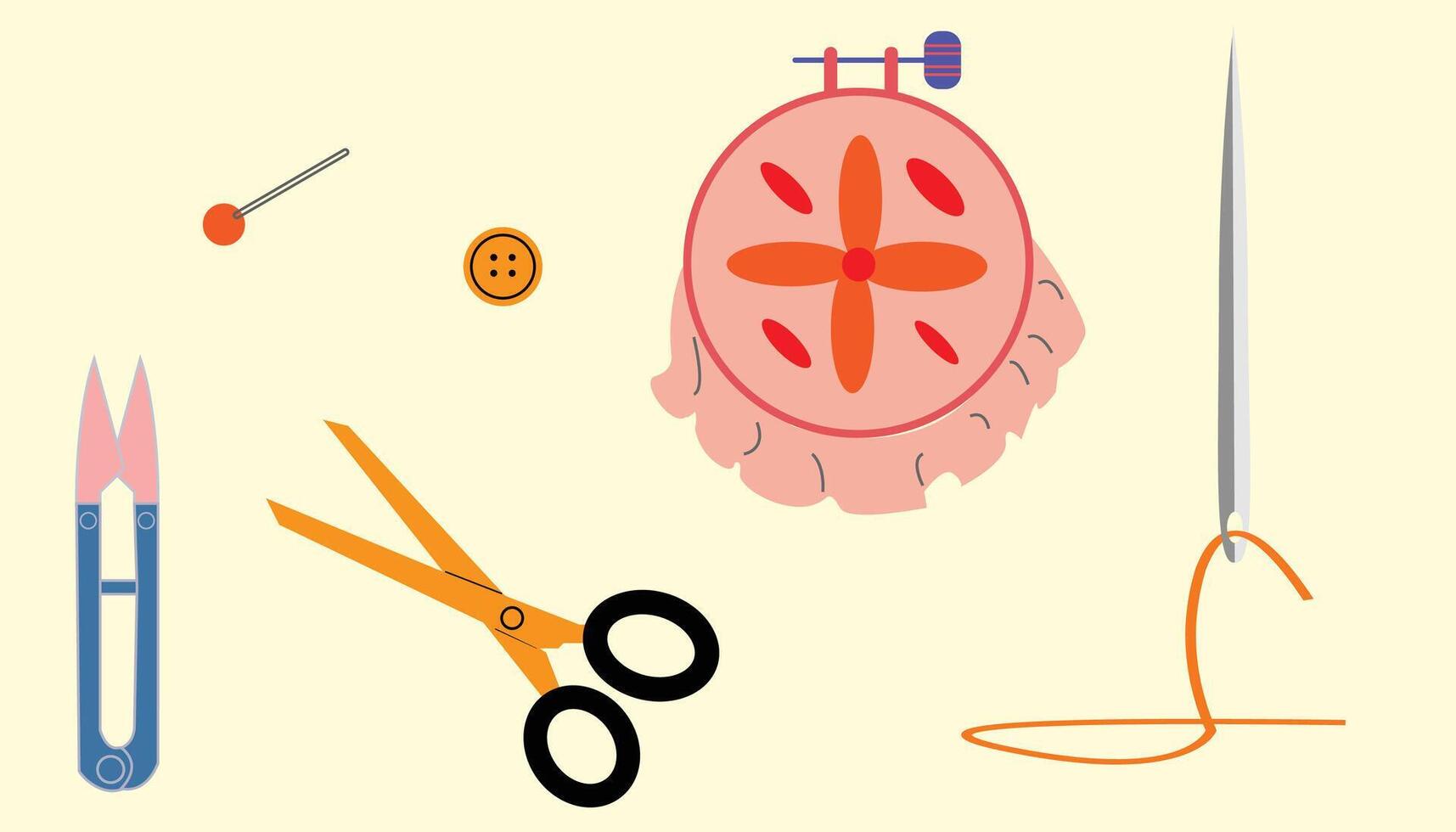 Sewing Related Cartoon Style Doodle Illustration vector
