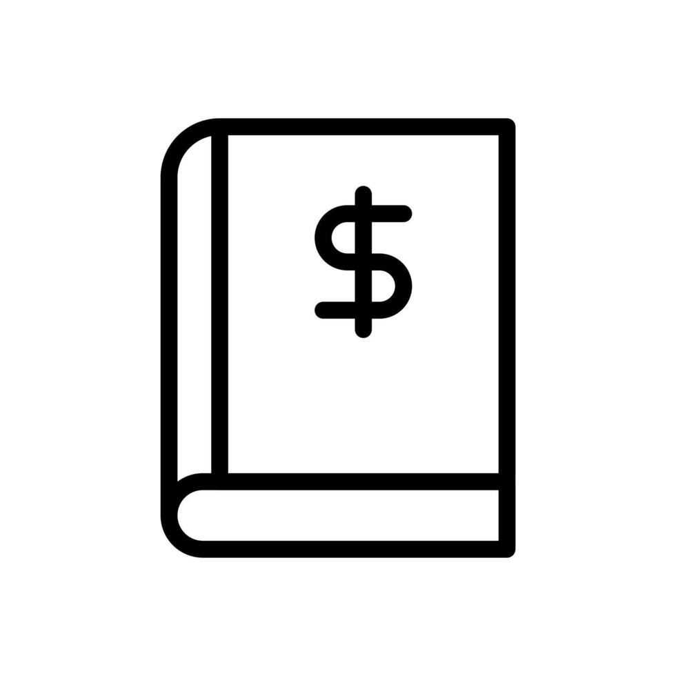 Finanzas libro, contabilidad libro, libro con americano dólar firmar, Dólar estadounidense símbolo icono en línea estilo diseño aislado en blanco antecedentes. editable ataque. vector