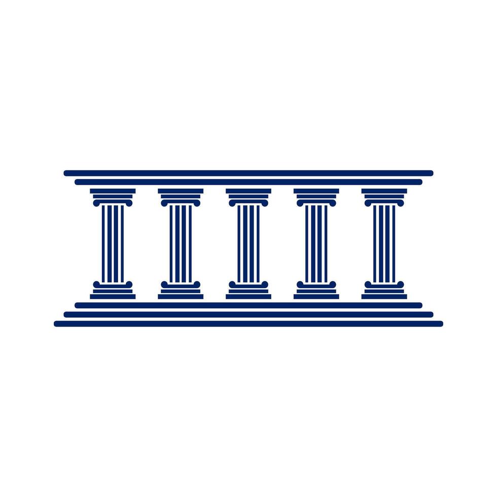 Bank, museum or library icon.Classical architecture building with columns.Flat illustration easy to edit and customize.Column pillar parthenon landmark.. vector