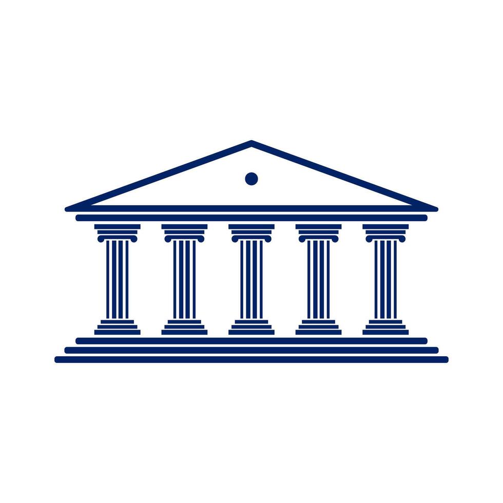 Bank, museum or library icon.Classical architecture building with columns.Flat illustration easy to edit and customize.Column pillar parthenon landmark.. vector