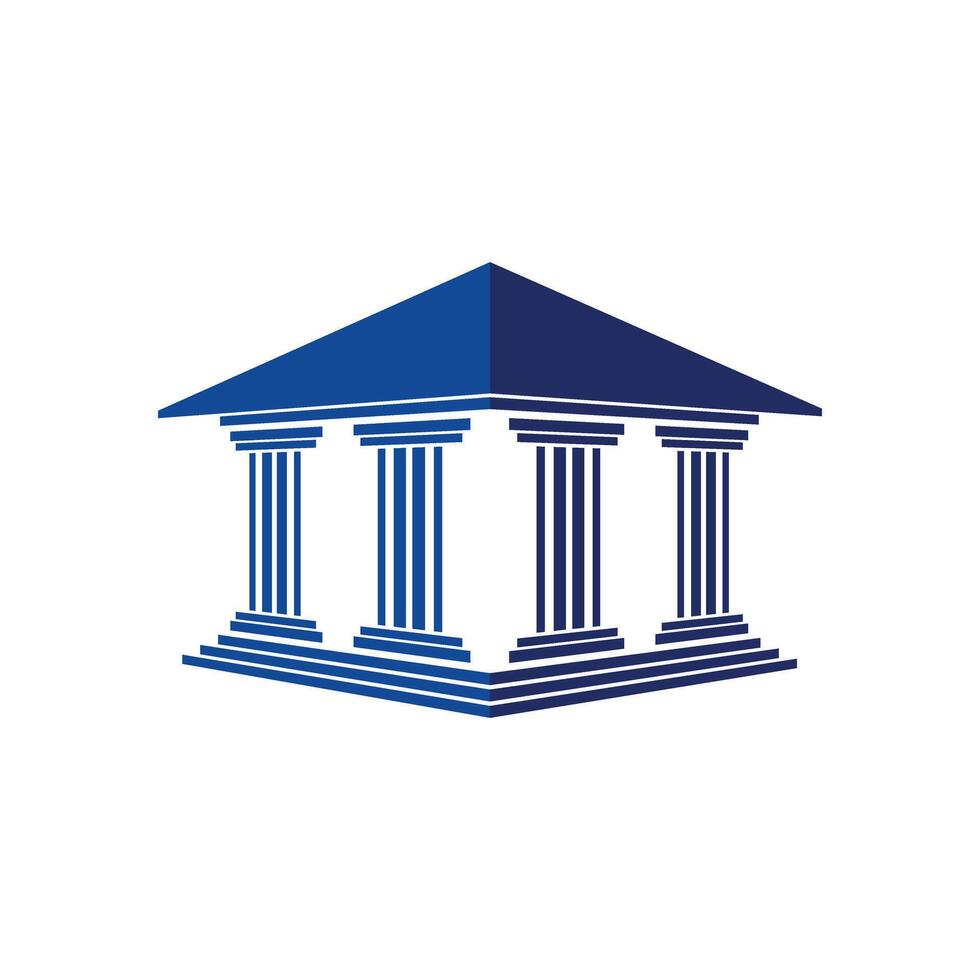 Bank, museum or library icon.Classical architecture building with columns.Flat illustration easy to edit and customize.Column pillar parthenon landmark.. vector